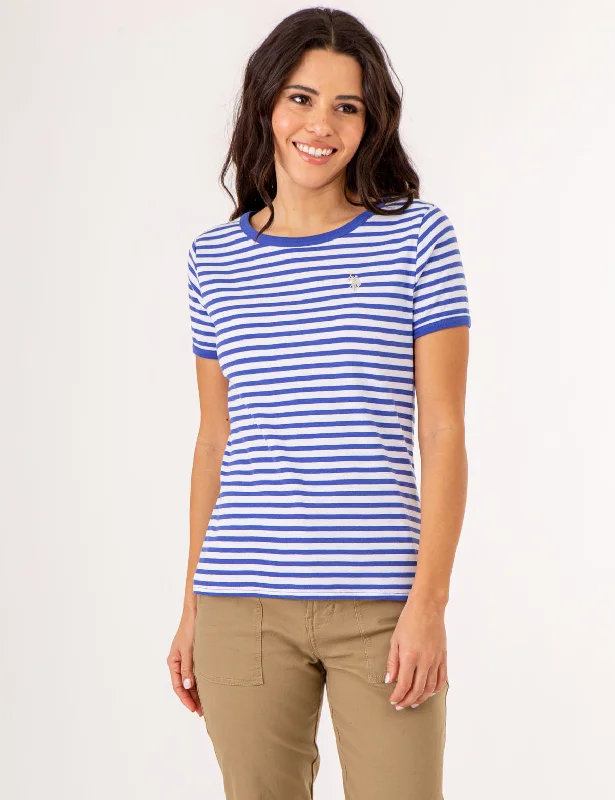 STRIPED RINGER NECK TRIM T-SHIRT