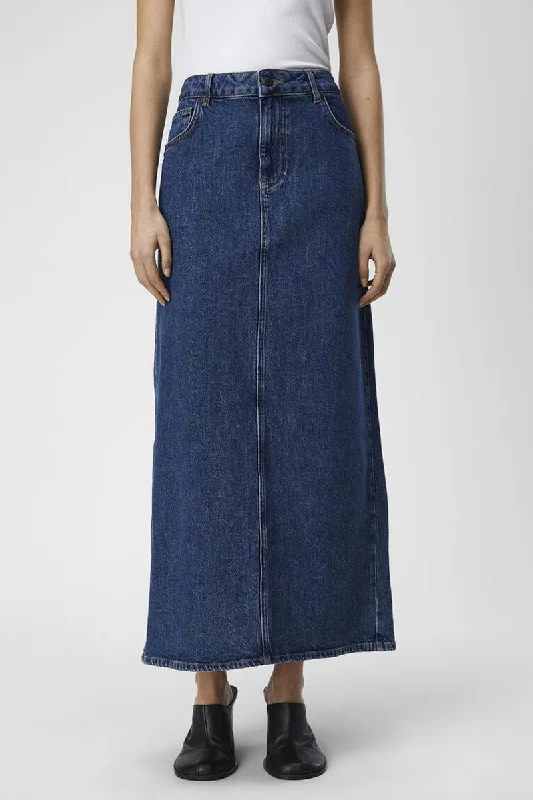 Object Ellen Long Blue Denim Skirt