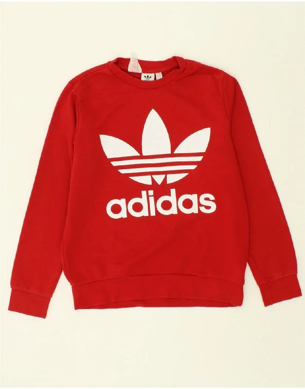 ADIDAS Boys Graphic Sweatshirt Jumper 13-14 Years Red Cotton