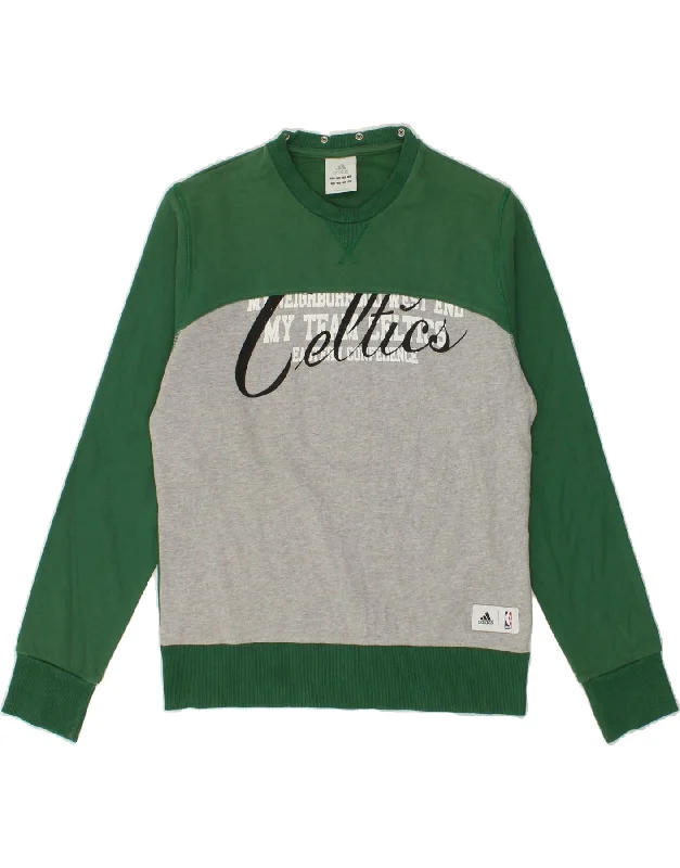 ADIDAS Mens Celtics Graphic Sweatshirt Jumper Large Green Colourblock