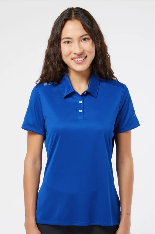 Adidas Womens 3 Stripes UPF 50+ Short Sleeve Polo Shirt - Collegiate Royal Blue/Grey - NEW