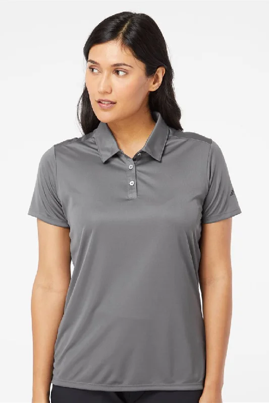 Adidas Womens 3 Stripes UPF 50+ Short Sleeve Polo Shirt - Grey/Black - NEW