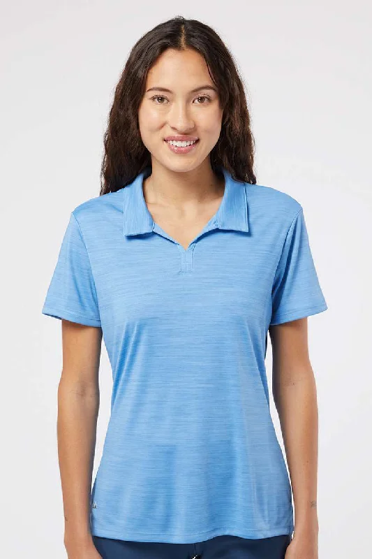 Adidas Womens UPF 50+ Short Sleeve Polo Shirt - Lucky Blue Melange - NEW