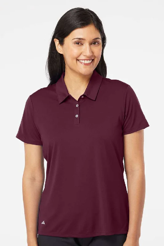 Adidas Womens Performance UPF 50+ Short Sleeve Polo Shirt - Maroon - NEW