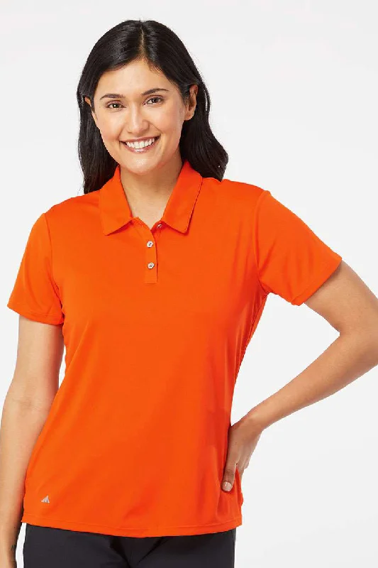 Adidas Womens Performance UPF 50+ Short Sleeve Polo Shirt - Orange - NEW