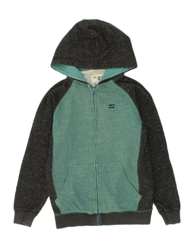 BILLABONG Boys Zip Hoodie Sweater 11-12 Years Turquoise Colourblock Cotton