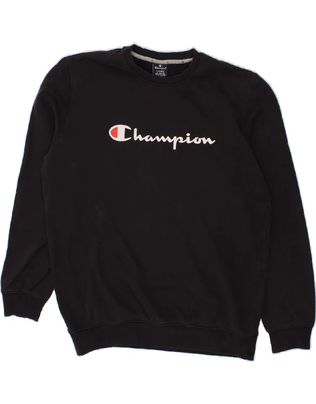 CHAMPION Mens Graphic Sweatshirt Jumper XL Black Cotton