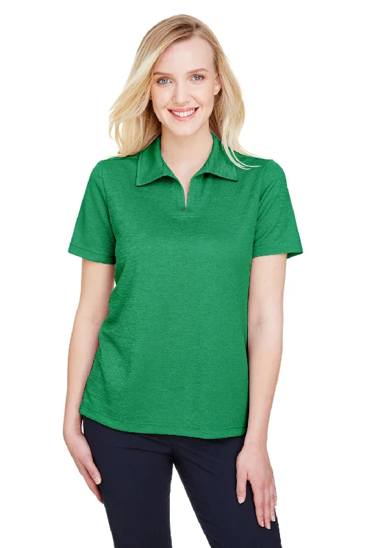 Devon & Jones Womens CrownLux Address Melange Performance Moisture Wicking Short Sleeve Polo Shirt - Heather Kelly Green