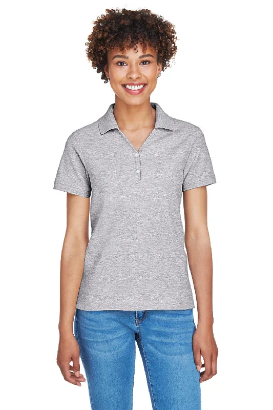 Devon & Jones Womens Short Sleeve Polo Shirt - Heather Grey