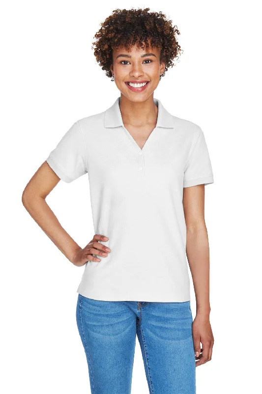 Devon & Jones Womens Short Sleeve Polo Shirt - White