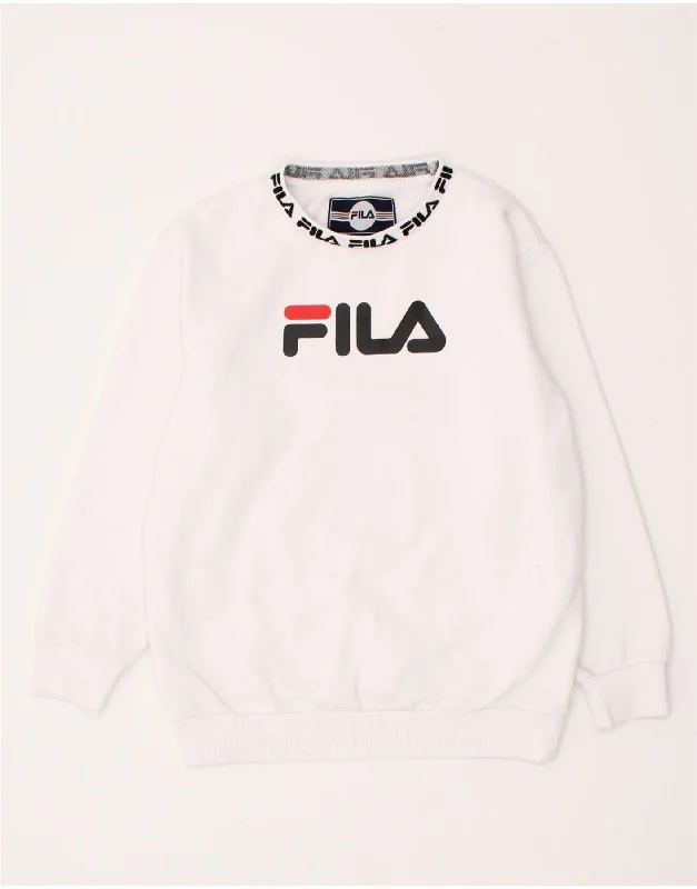 FILA Boys Graphic Sweatshirt Jumper 12-13 Years White Polyester