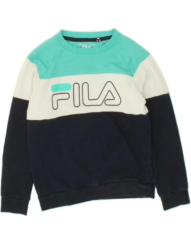 FILA Boys Graphic Sweatshirt Jumper 7-8 Years Multicoloured Colourblock