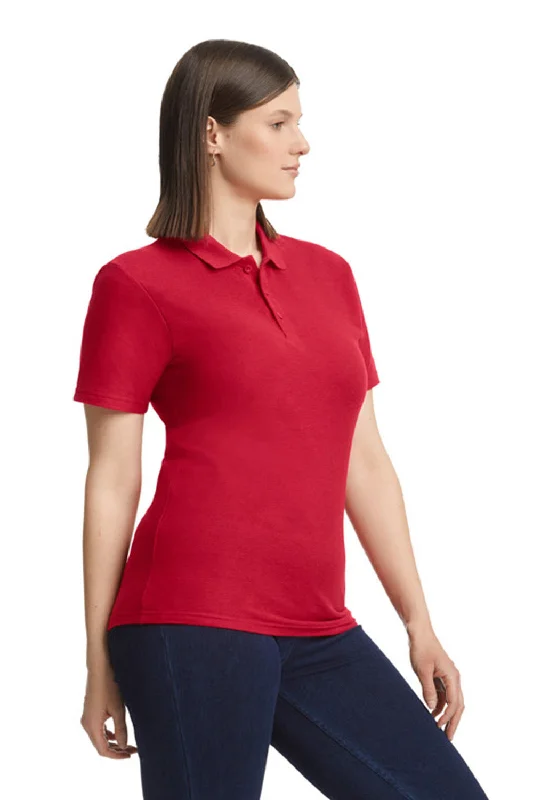 Gildan Womens SoftStyle Double Pique Short Sleeve Polo Shirt - Cherry Red