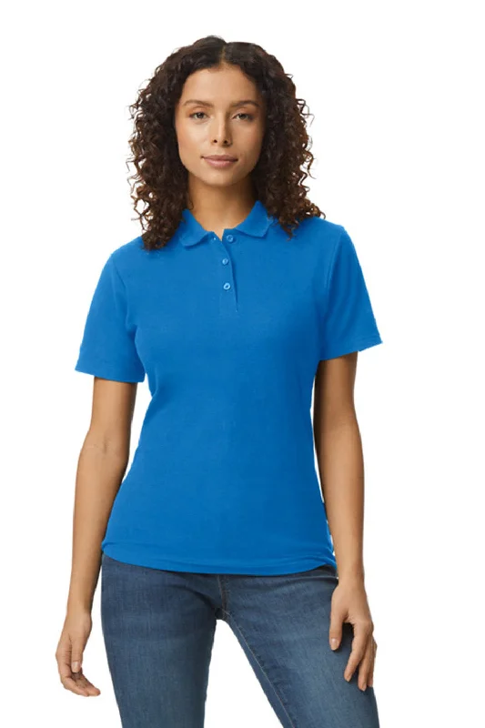 Gildan Womens SoftStyle Double Pique Short Sleeve Polo Shirt - Royal Blue