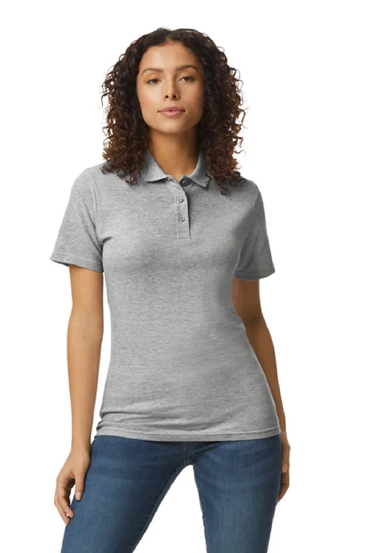 Gildan Womens SoftStyle Double Pique Short Sleeve Polo Shirt - Sport Grey