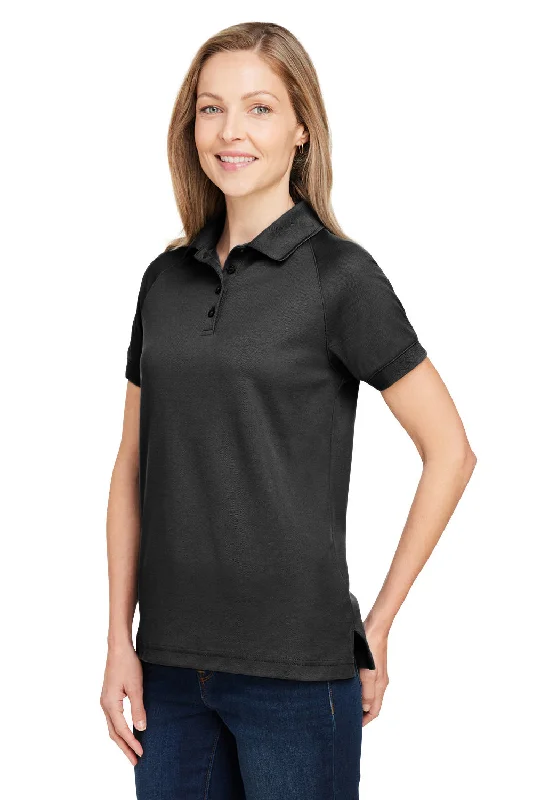 Harriton Womens Charge Moisture Wicking Short Sleeve Polo Shirt - Black