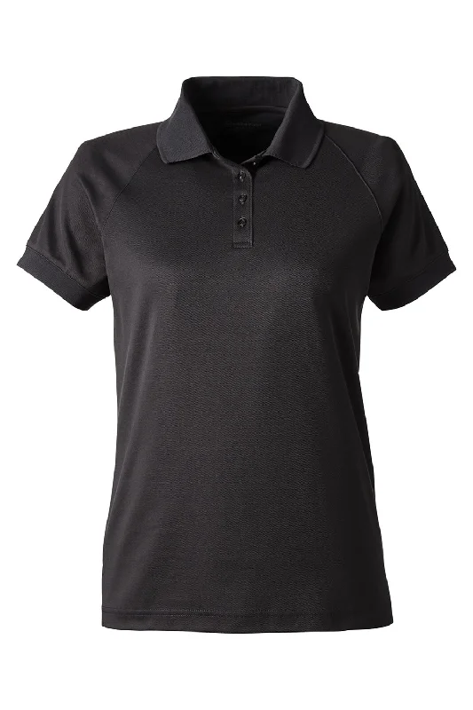 Harriton Womens Charge Moisture Wicking Short Sleeve Polo Shirt - Black