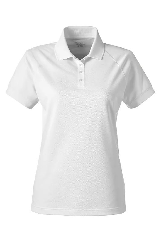 Harriton Womens Charge Moisture Wicking Short Sleeve Polo Shirt - White