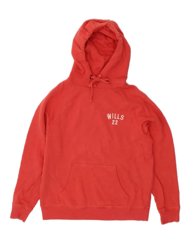 JACK WILLS Womens Graphic Hoodie Jumper UK 12 Medium  Red