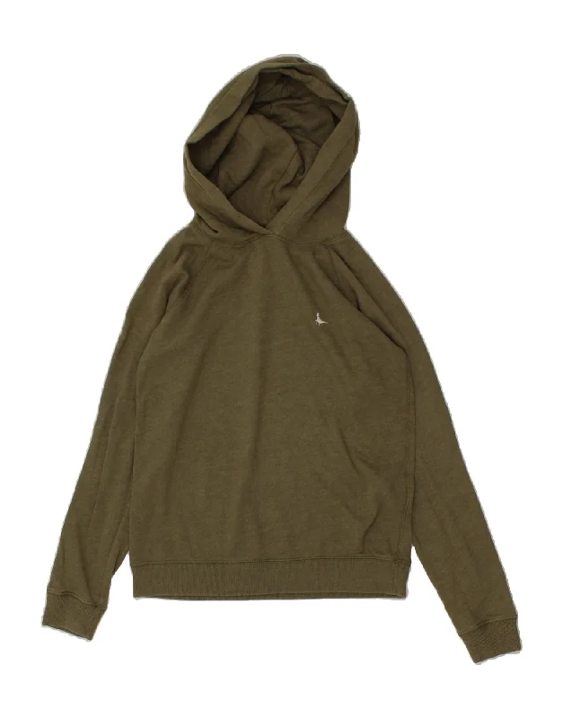 JACK WILLS Womens Hoodie Jumper UK 8 Small Khaki Cotton