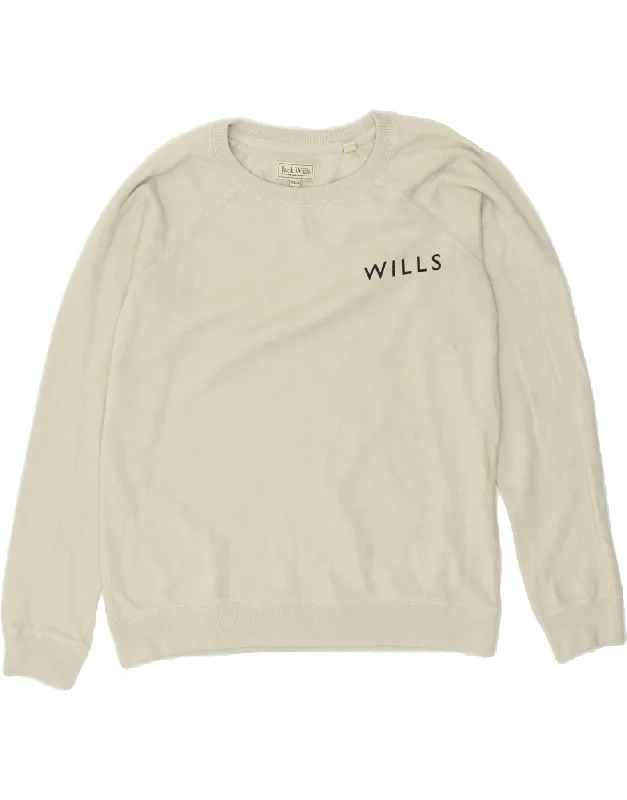 JACK WILLS Womens Sweatshirt Jumper UK 14 Large Grey Cotton