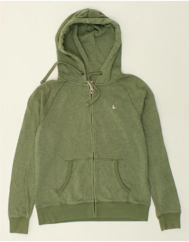 JACK WILLS Womens Zip Hoodie Sweater UK 12 Medium Green