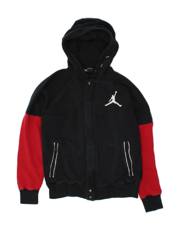 JORDAN Mens Zip Hoodie Sweater Medium Black Colourblock Cotton