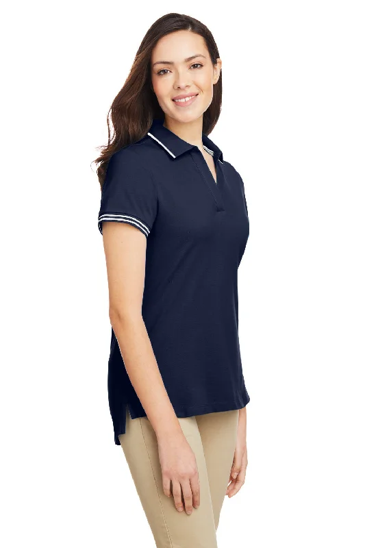 Nautica Womens Desk Short Sleeve Polo Shirt - Navy Blue/White