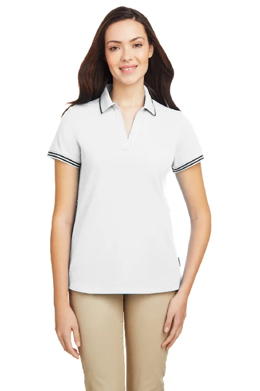 Nautica Womens Desk Short Sleeve Polo Shirt - White/Navy Blue