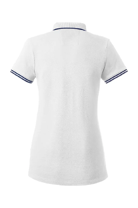 Nautica Womens Desk Short Sleeve Polo Shirt - White/Navy Blue