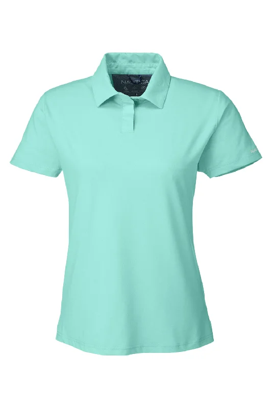 Nautica Womens Saltwater UV Protection Short Sleeve Polo Shirt - Cool Mint Green