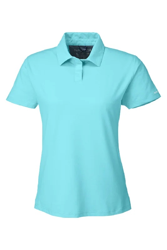 Nautica Womens Saltwater UV Protection Short Sleeve Polo Shirt - Sea Mist Blue