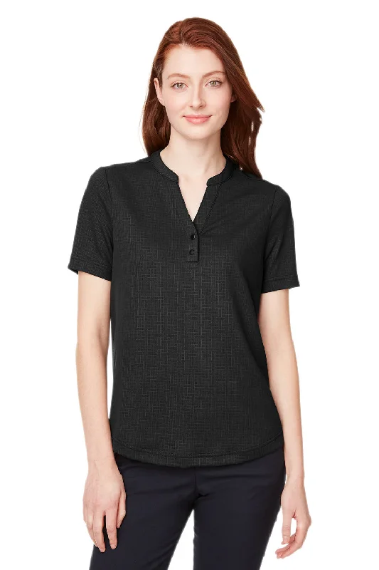 North End Womens Replay Recycled Moisture Wicking Short Sleeve Polo Shirt - Black