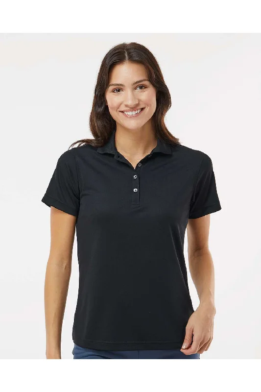 Paragon Womens Saratoga Performance Moisture Wicking Mini Mesh Short Sleeve Polo Shirt - Black - NEW