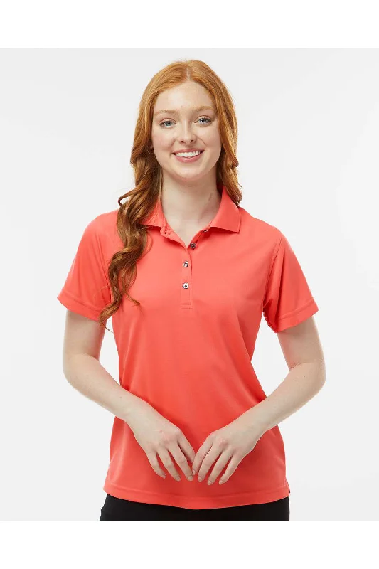 Paragon Womens Saratoga Performance Moisture Wicking Mini Mesh Short Sleeve Polo Shirt - Melon - NEW