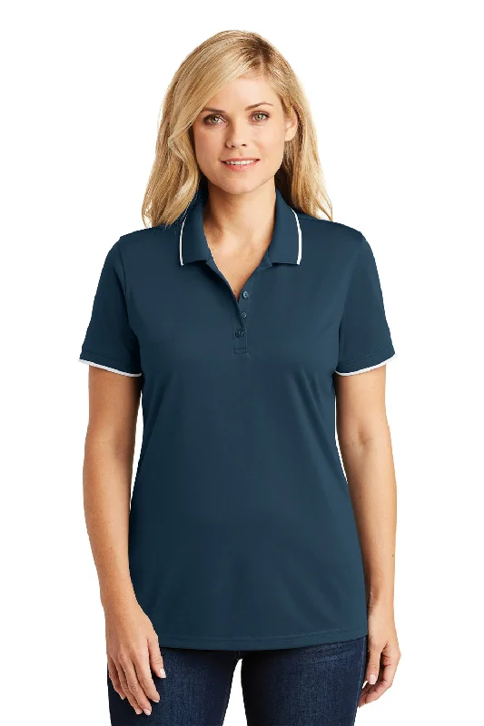 Port Authority Womens Dry Zone Moisture Wicking Short Sleeve Polo Shirt - River Navy Blue/White