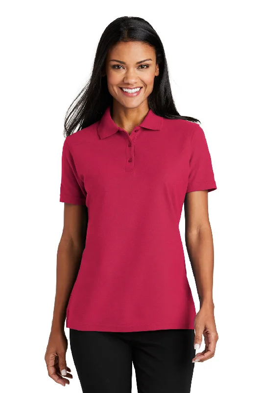 Port Authority Womens Moisture Wicking Short Sleeve Polo Shirt - Red