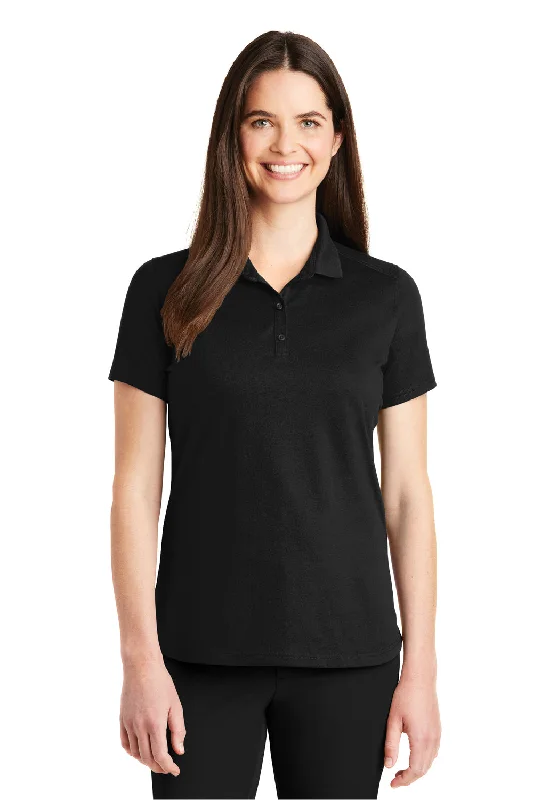 Port Authority Womens SuperPro Moisture Wicking Short Sleeve Polo Shirt - Black - Closeout