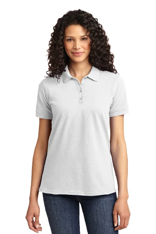 Port & Company Womens Core Stain Resistant Short Sleeve Polo Shirt - White