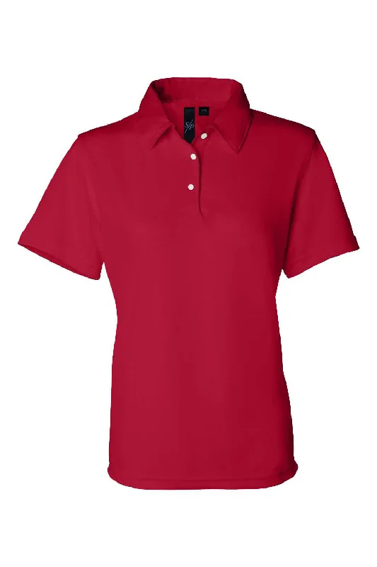 Sierra Pacific Womens Moisture Wicking Mesh Short Sleeve Polo Shirt - Red - NEW