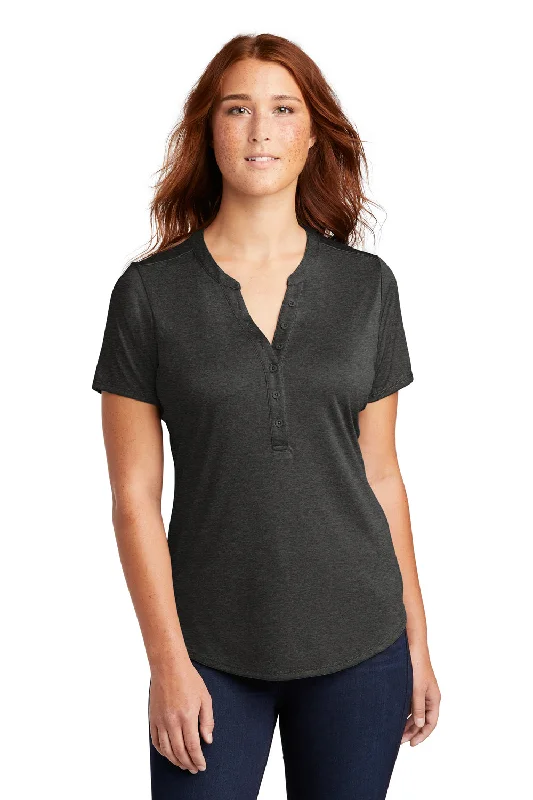 Sport-Tek Womens Endeavor Moisture Wicking Short Sleeve Polo Shirt - Heather Black