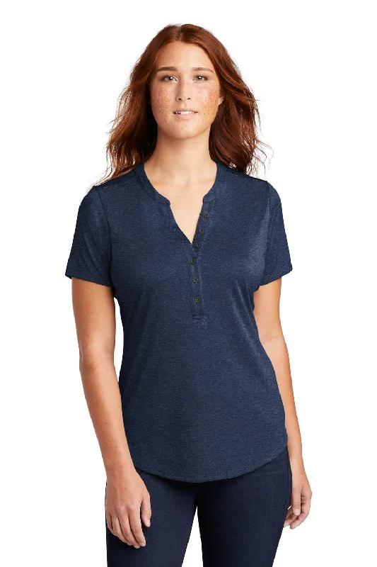 Sport-Tek Womens Endeavor Moisture Wicking Short Sleeve Polo Shirt - Heather Dark Royal Blue