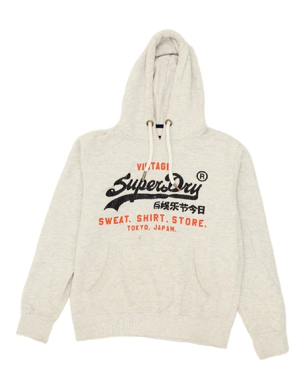 SUPERDRY Mens Graphic Hoodie Jumper XL Grey Cotton