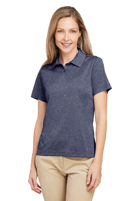 Team 365 Womens Zone Sonic Moisture Wicking Short Sleeve Polo Shirt - Heather Dark Navy Blue