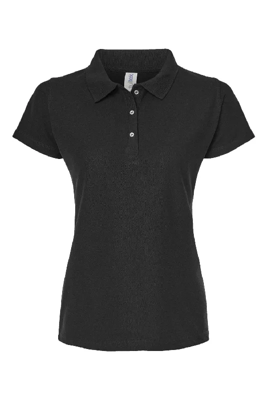 Tultex Womens Sport Short Sleeve Polo Shirt - Black - NEW