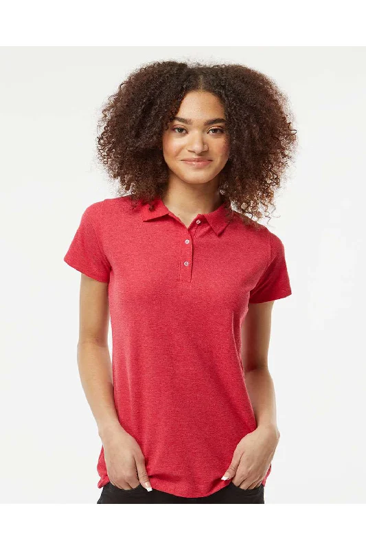 Tultex Womens Sport Short Sleeve Polo Shirt - Heather Red - NEW