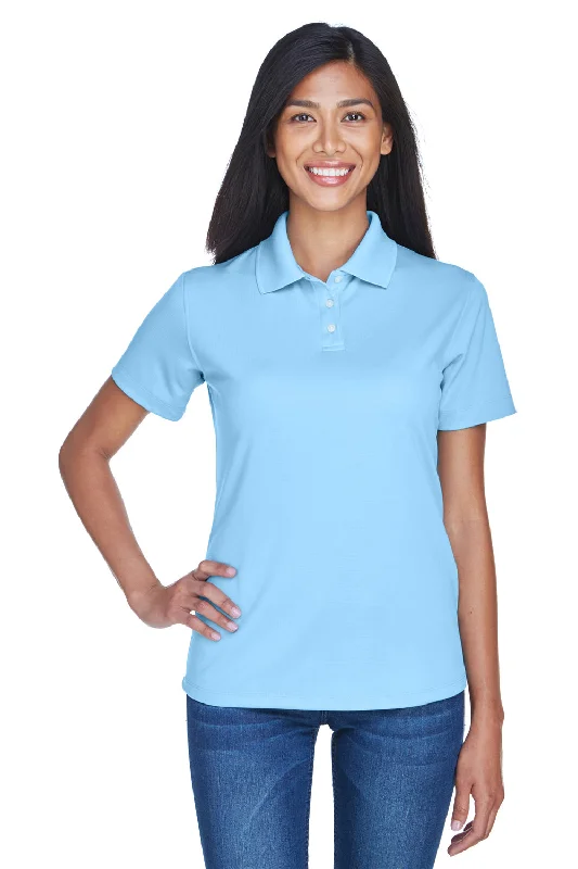 UltraClub Womens Cool & Dry Performance Moisture Wicking Short Sleeve Polo Shirt - Columbia Blue