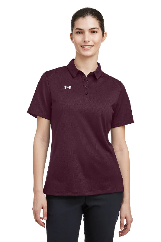 Under Armour Womens Tech Moisture Wicking Short Sleeve Polo Shirt - Maroon