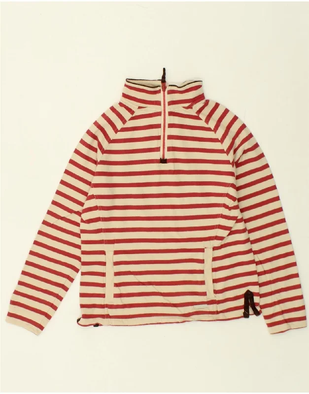 WEIRD FISH Womens Zip Neck Sweatshirt Jumper UK 8 Small Red Striped Cotton